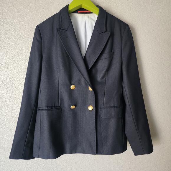 Gant Navy Blue Women’s Club Blazer Wool Hopsack Brass Buttons Jacket - Picture 1 of 11